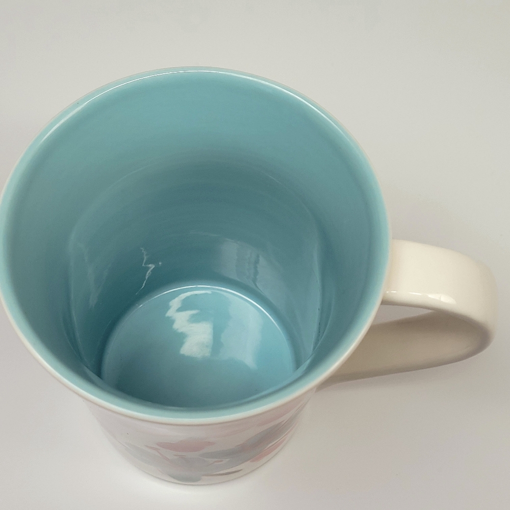 Starbucks 2008 Coffee CHERRY BLOSSOM 12oz Mug Cup Blue & Red Flower - Picture 4 of 8